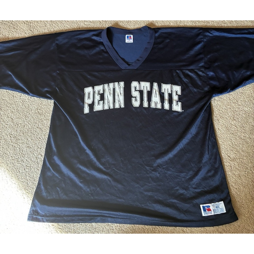 Vtg Penn State Football Jersey Mens Size 48 Russell Athletic USA Made Blue 80s